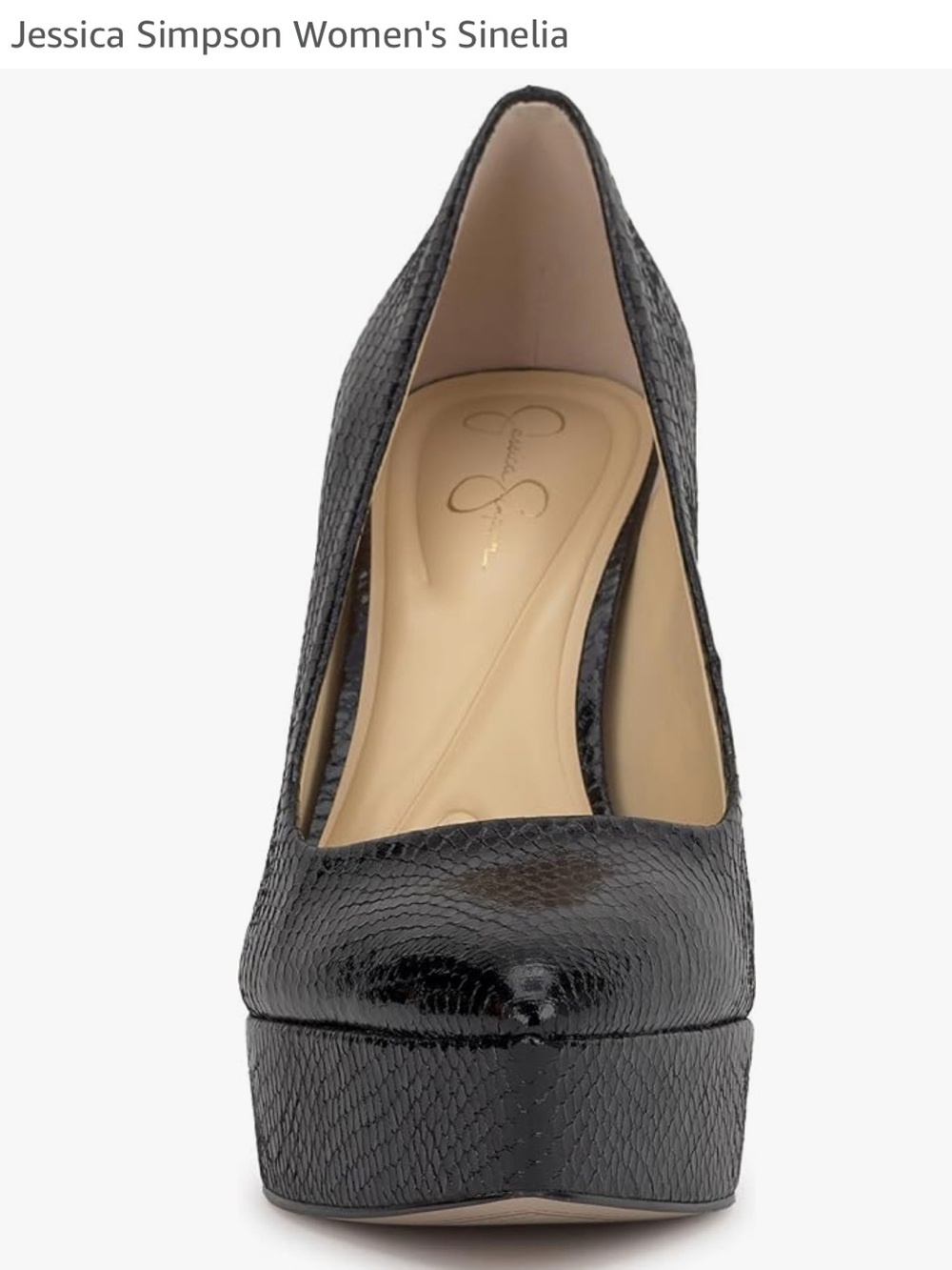 Jessica Simpson Black Snake-Embossed Platform Pump - Picture 2 of 15